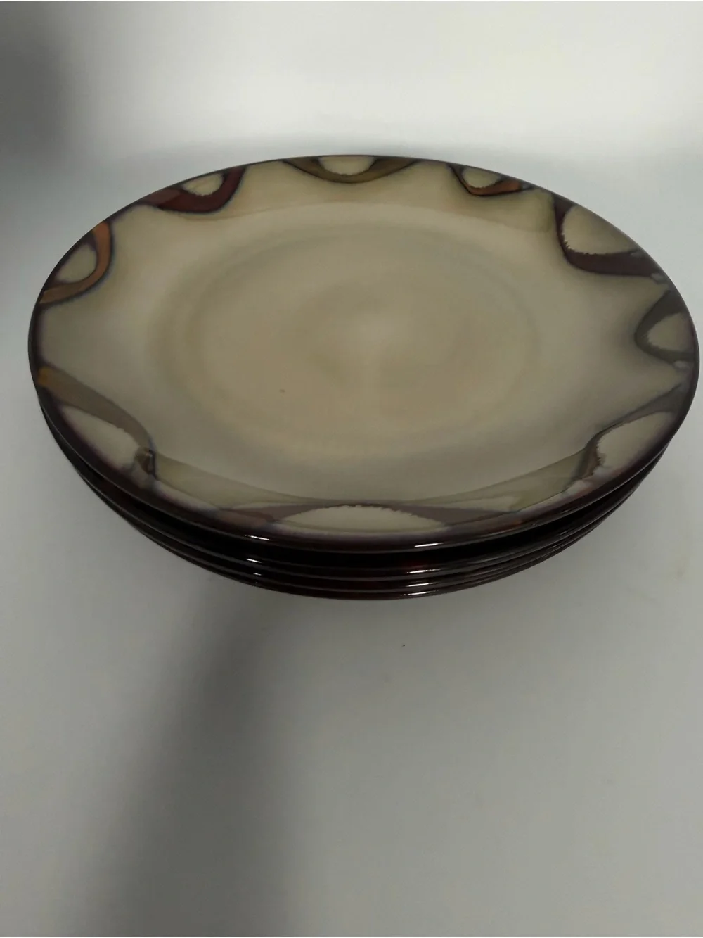 Pier 1 Imports Wave Stoneware Salad Plates 8.5” Set of 4 Brown Beige